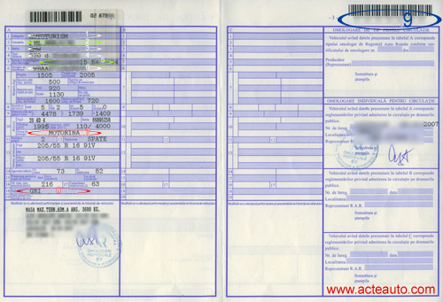 Carte de identitate autovehicul